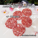 Australia beef mince 85CL Anggana's BURGER PATTY seasoned with Italian herbs ECONOMY THIN frozen price for 500g 5pcs